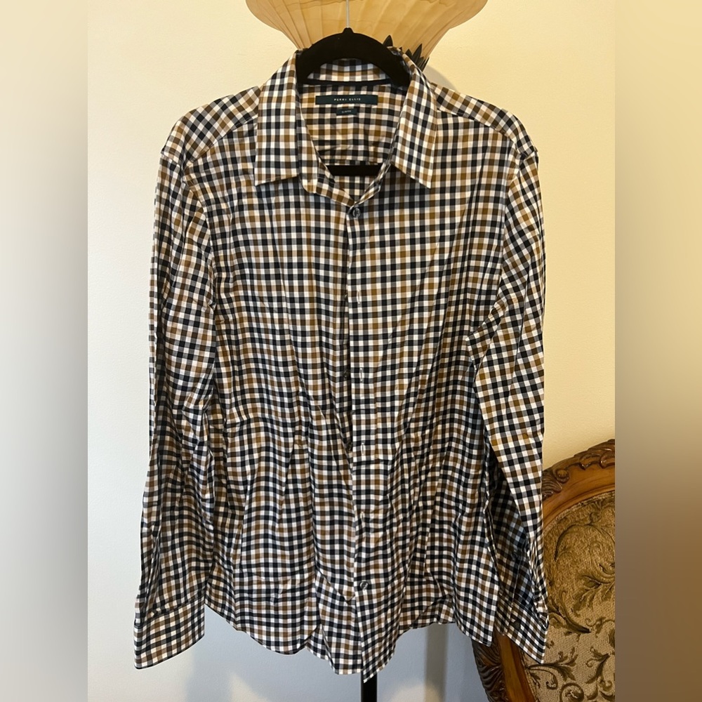 Perry Ellis Men long sleeves slim fit Shirt Size L